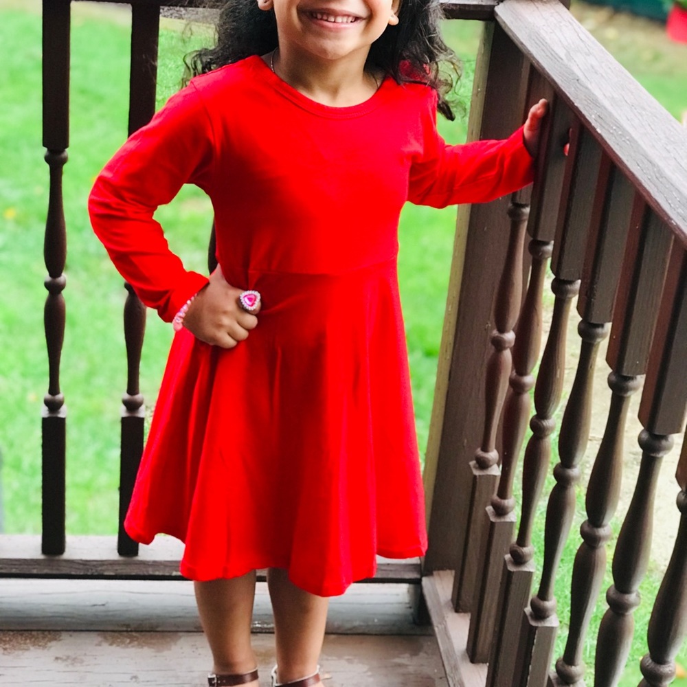 Red swirl dress